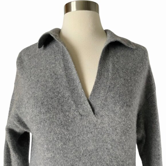 Reformation Doreen Cashmere Sweater Polo Dress Gray XS Long Sleeve - Picture 5 of 10